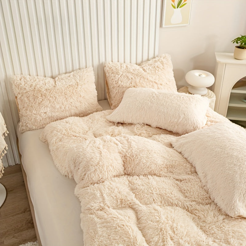 Cozy Fesara Plush Duvet Cover Set with Zipper