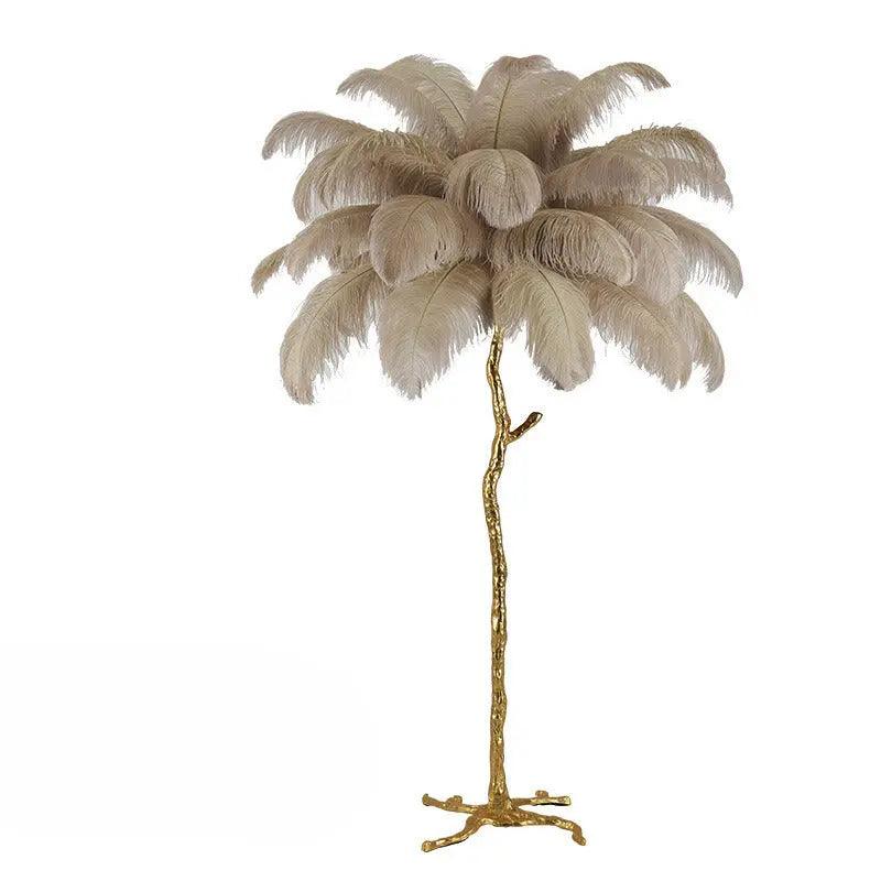 Tall Natural Feather Floor Lamp