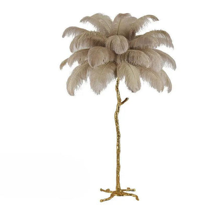 Tall Natural Feather Floor Lamp