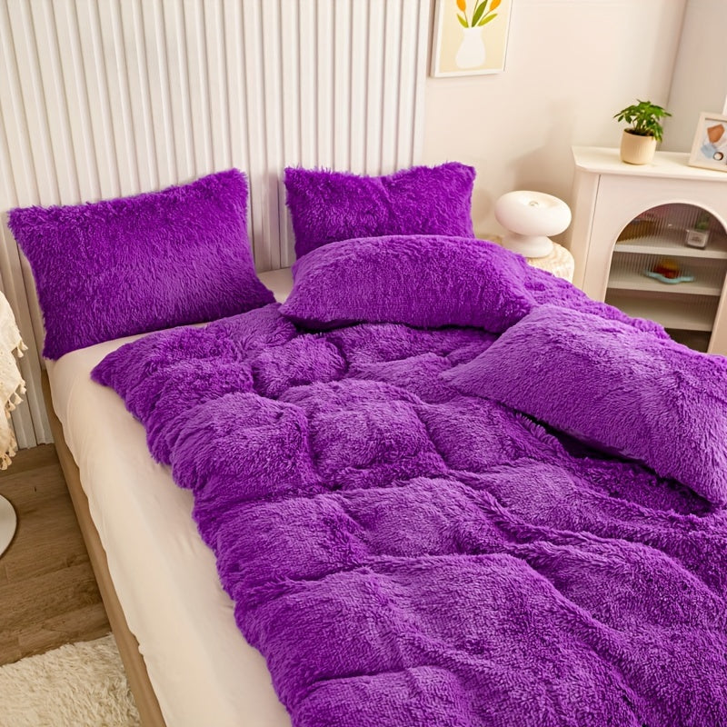 Cozy Fesara Plush Duvet Cover Set with Zipper