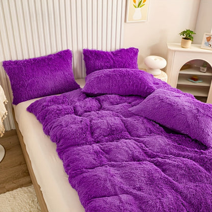 Cozy Fesara Plush Duvet Cover Set with Zipper