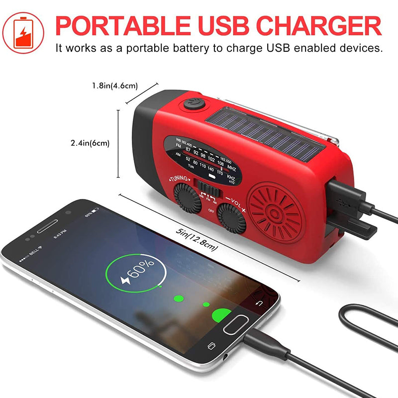 Portable Emergency Radio with Flashlight and Power Bank