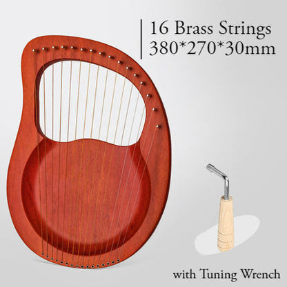 Classic Mahogany Lyre Harp with 16 Strings