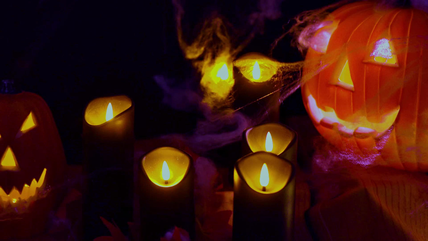 Realistic LED Candle Set with Black Metal Finish
