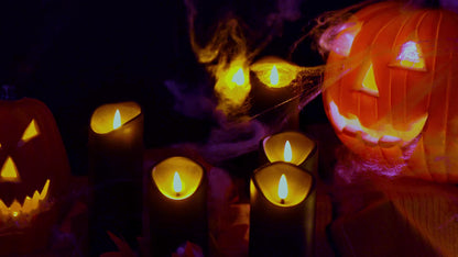 Realistic LED Candle Set with Black Metal Finish