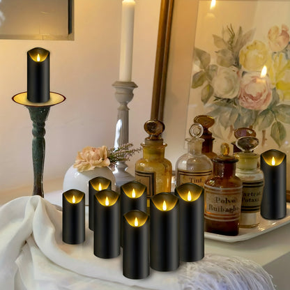 Realistic LED Candle Set with Black Metal Finish