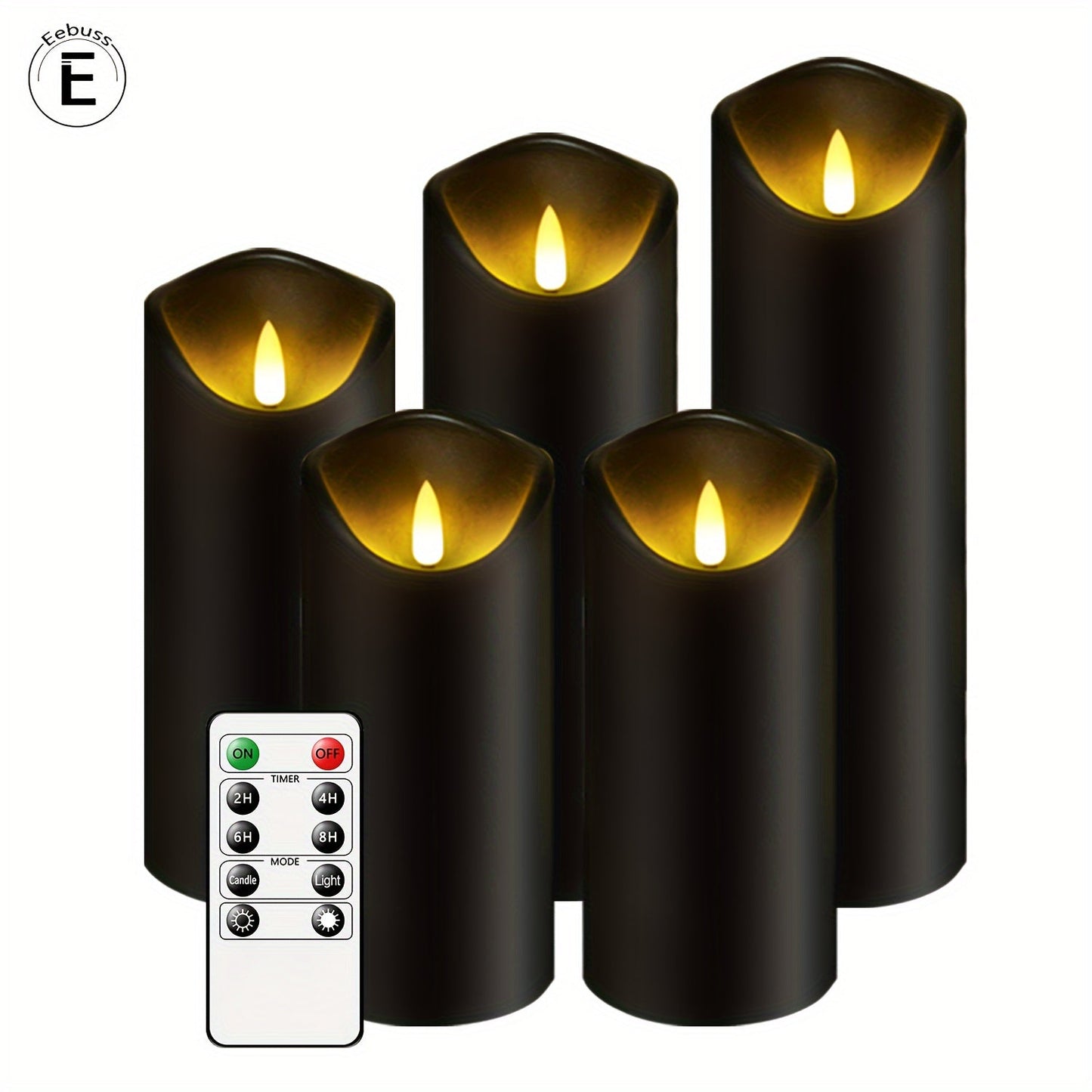 Realistic LED Candle Set with Black Metal Finish