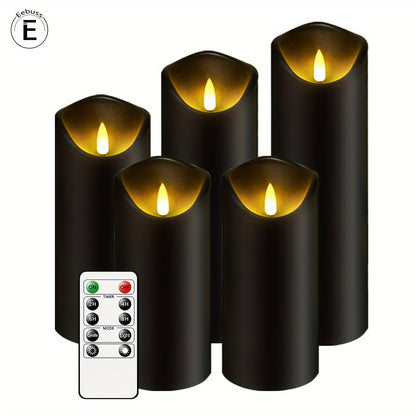Realistic LED Candle Set with Black Metal Finish