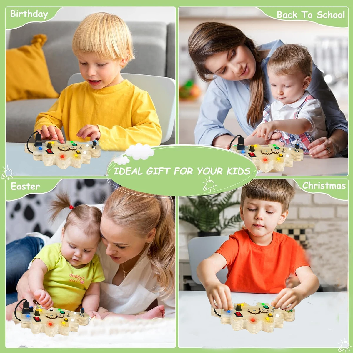 Fun Kids Activity Board with Dino Toy