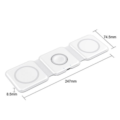 Compact 3-in-1 Portable Wireless Charging Pad