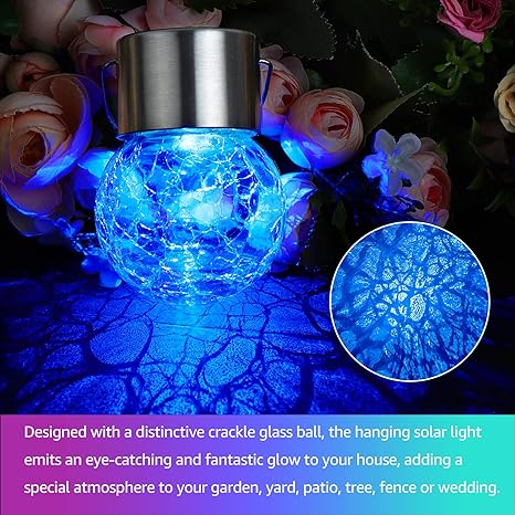Colorful Cracked Glass Solar Pendant Light