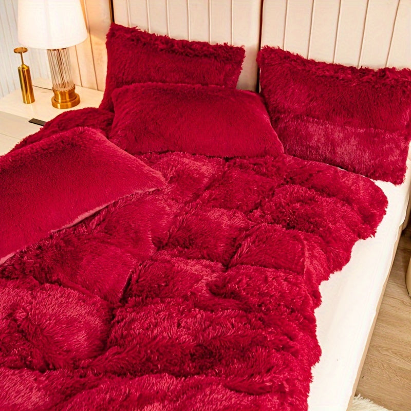 Cozy Fesara Plush Duvet Cover Set with Zipper