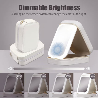 Travel Makeup Case with LED Lighted Mirror