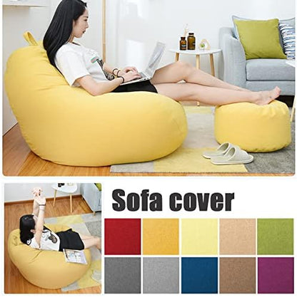 Plush Linen Bean Bag Chair - Soft Relaxing Seating