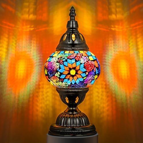 Exotic Mosaic Glass Table Lamp with Metal Base - Fesara
