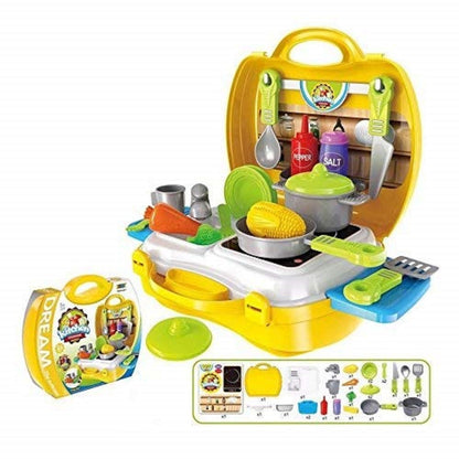 Kids Friendly Mini Kitchen Playset with Cooking Tools - Fesara