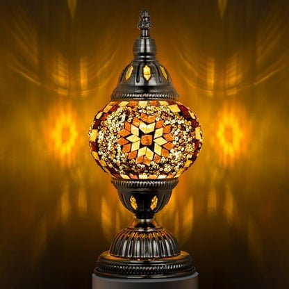 Exotic Mosaic Glass Table Lamp with Metal Base