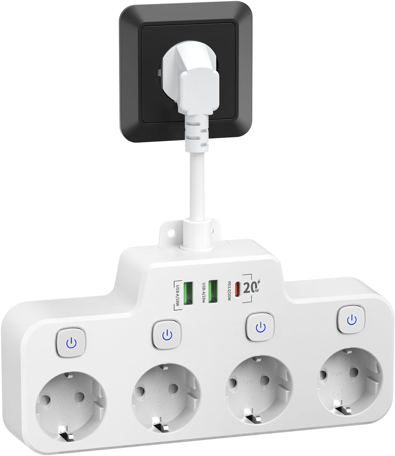 Flexible Wall Mount Outlet with USB Charging Station - Fesara