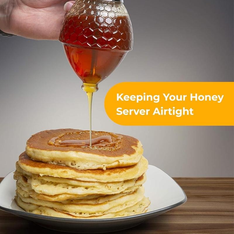 Easy-Pour Glass Honey Jar
