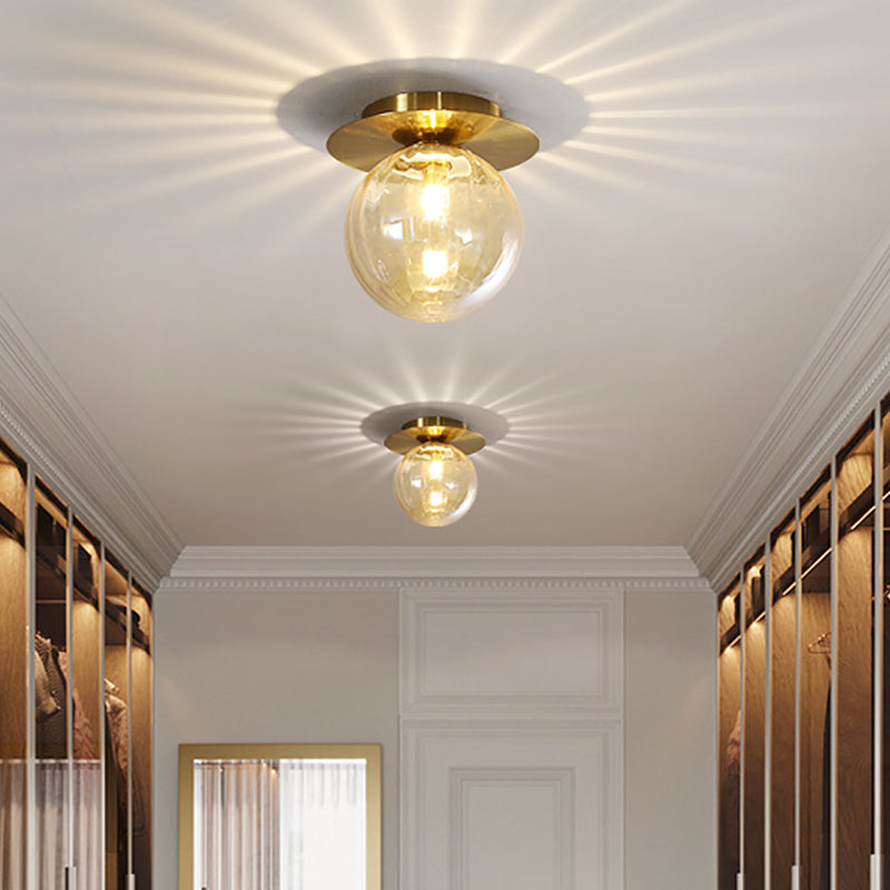Luxury Gold Ceiling Light - Smoked Glass Shade - Fesara