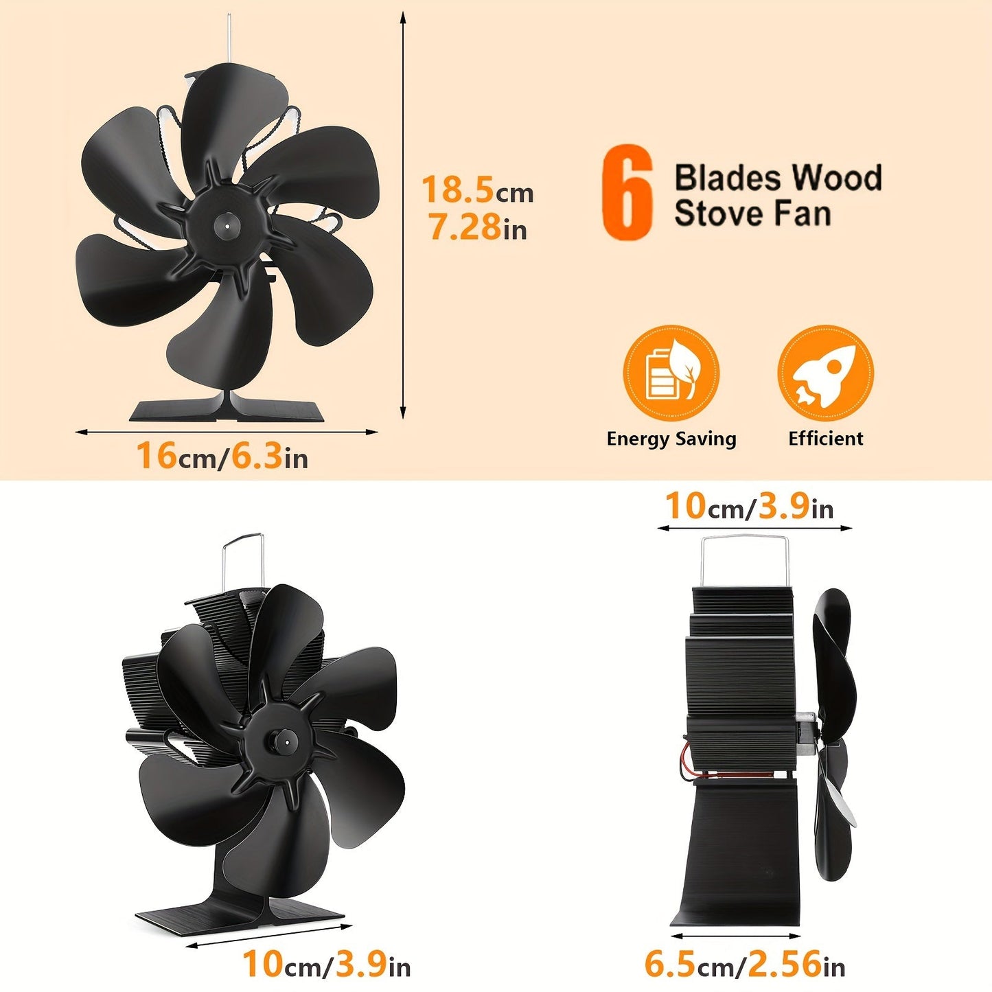 Quiet Heat Circulator Stove Fan