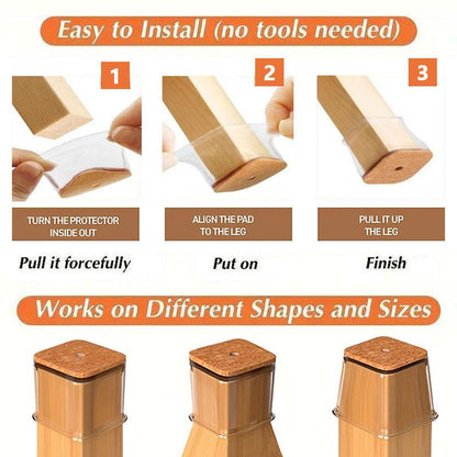 Fesara | Transparent Furniture Leg Protectors with Felt Bottoms