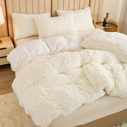 Cozy Fesara Plush Duvet Cover Set with Zipper