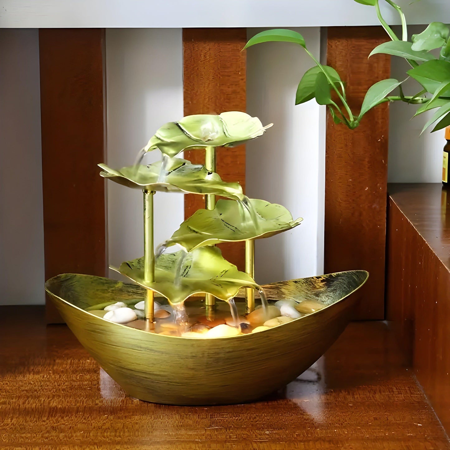 Classic Bronze Water Fountain with LED Light - Fesara