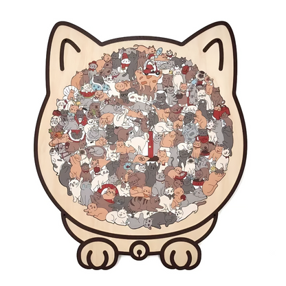 Charming Wooden Kitty Jigsaw Puzzle Set - Fesara