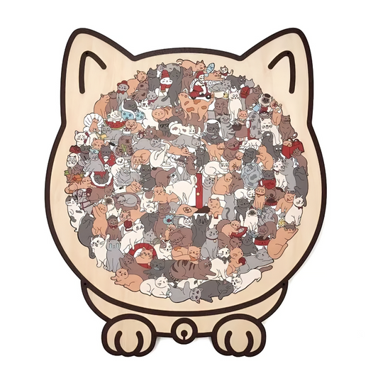 Charming Wooden Kitty Jigsaw Puzzle Set - Fesara
