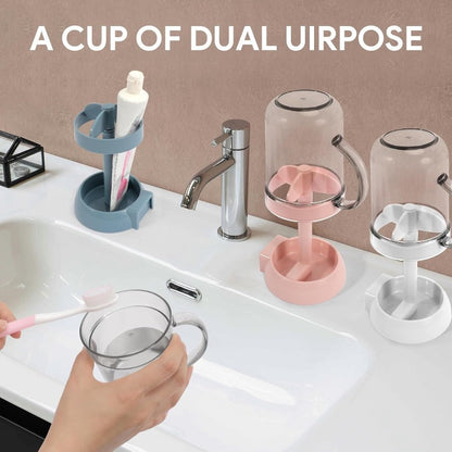Bathroom Toothbrush Holder with Lid & Rinse Cup