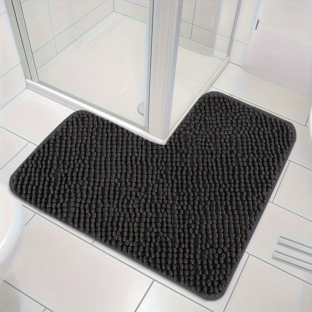 Soft L-Shaped Bathroom Mat with Anti-Slip Bottom