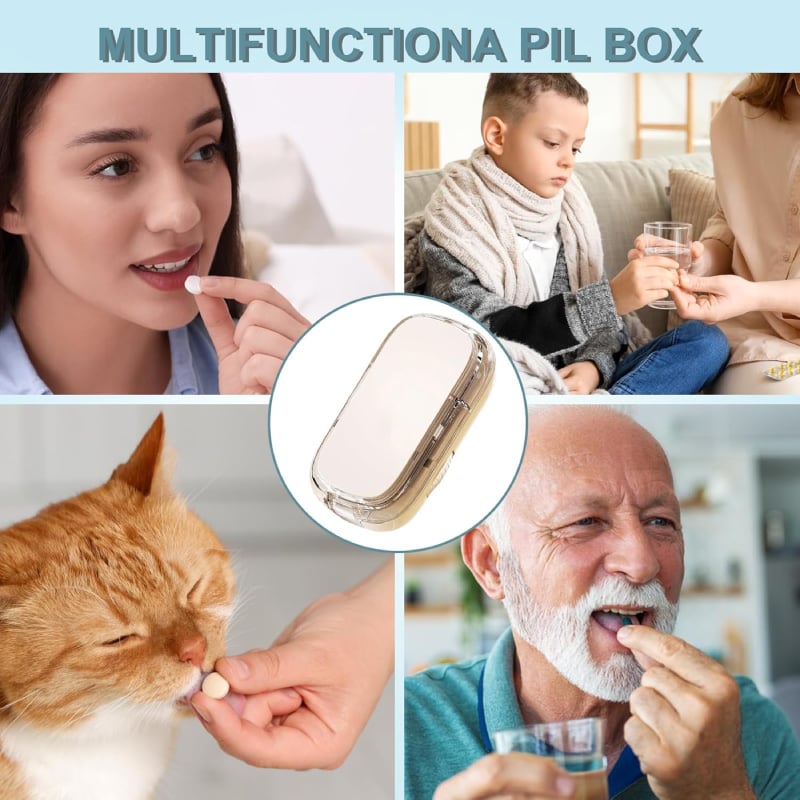 Compact Travel Pill Box with Adjustable Cutter
