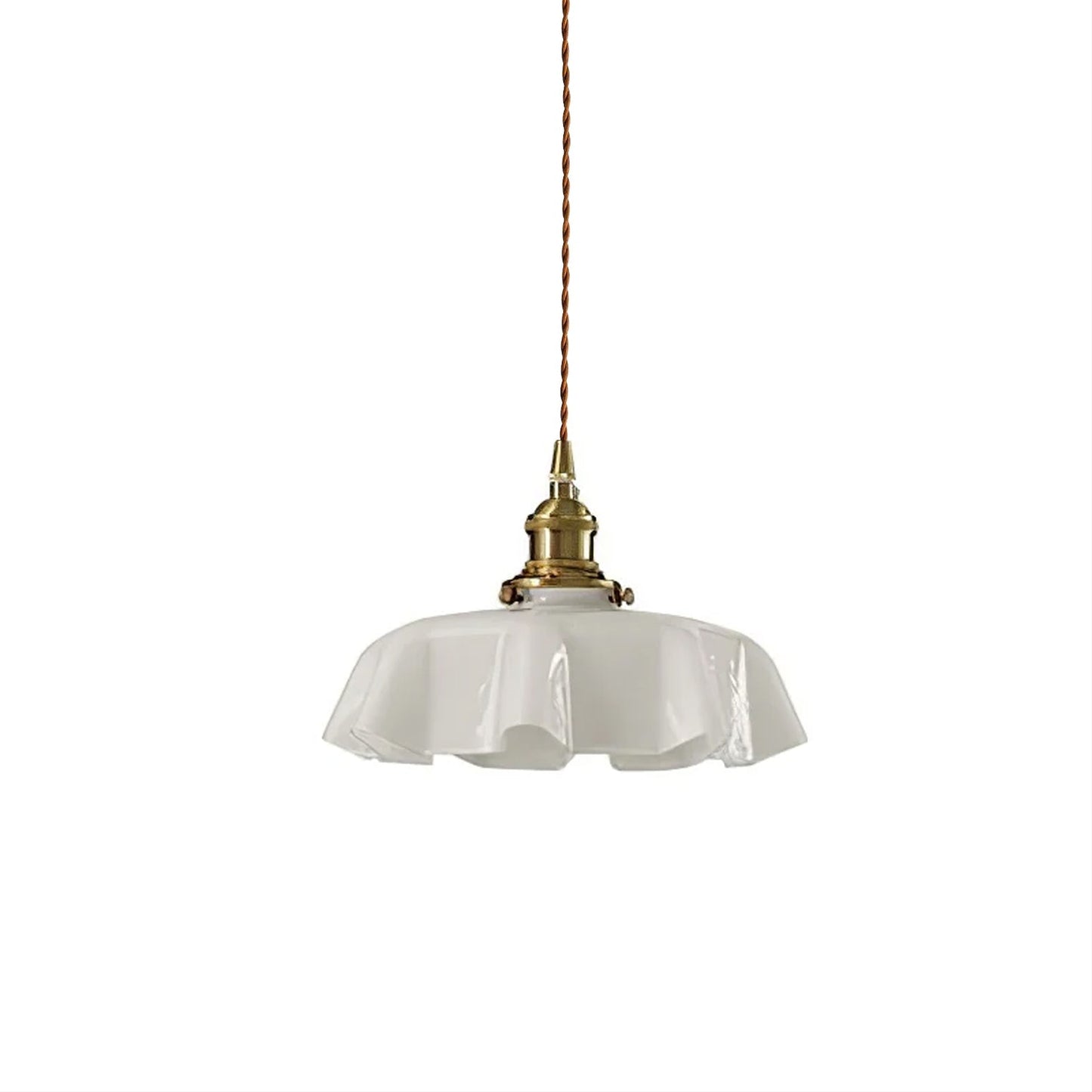 Elegant Ruffled Glass Metal Pendant Lamp