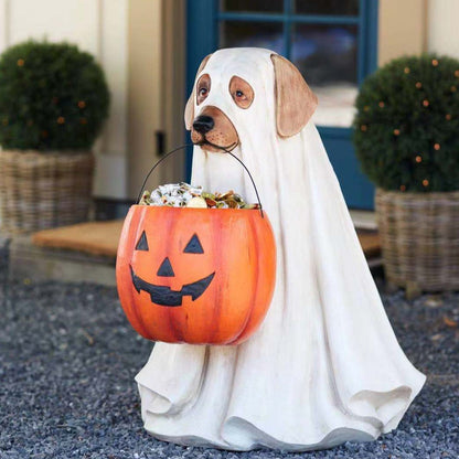 Cute Dog Pumpkin Figurine Outdoor Decor - Fesara