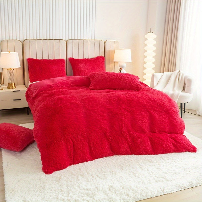 Cozy Fesara Plush Duvet Cover Set with Zipper