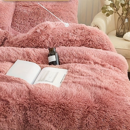 Cozy Fesara Plush Duvet Cover Set with Zipper