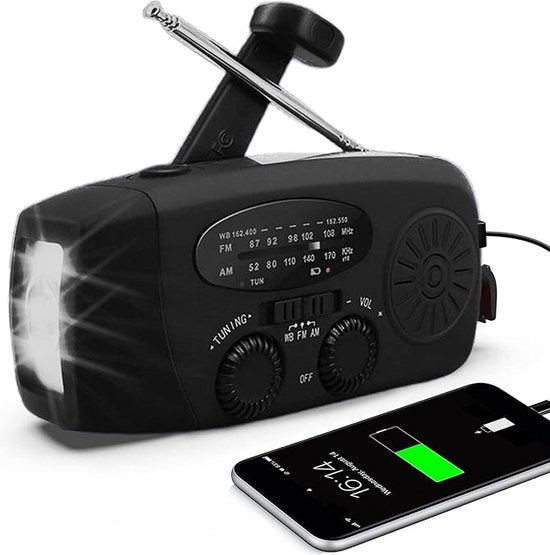 Portable Emergency Radio with Flashlight and Charger