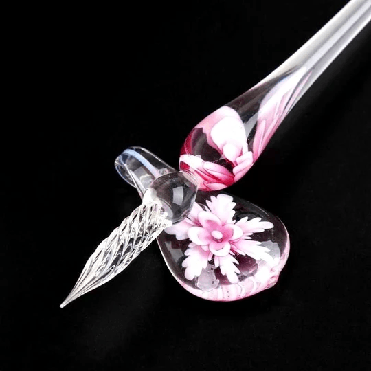 Beautiful Glass Ink Pen Writing Set with Holder