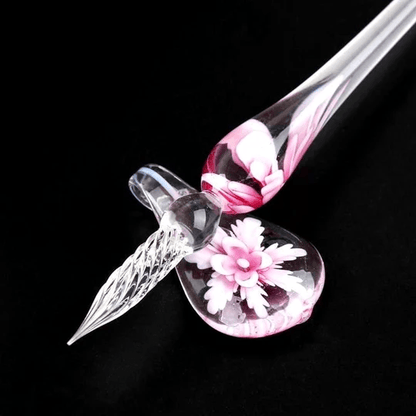 Beautiful Glass Ink Pen Writing Set with Holder