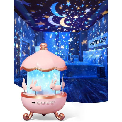 Colorful Kids 360° Spin Rabbit Night Light Projector
