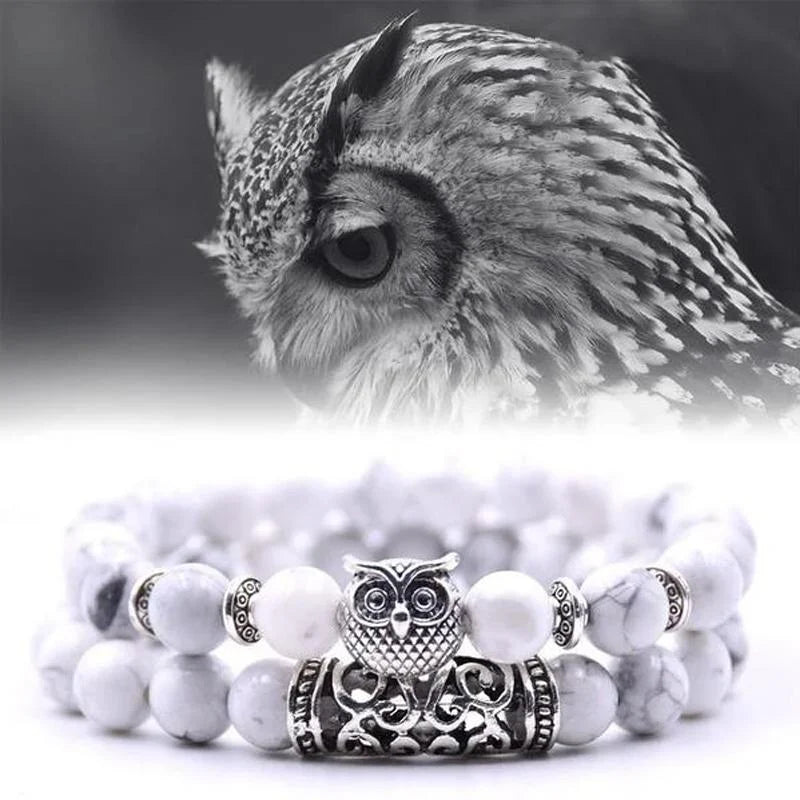 Boho Owl Beaded Stone Wristband