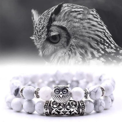 Boho Owl Beaded Stone Wristband