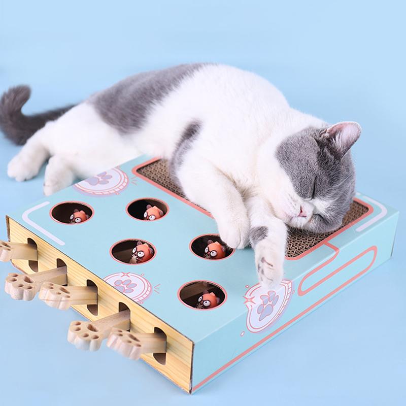 3-in-1 Interactive Cat Playground with Scratching Post, Eco-Friendly Cardboard Design, Space-Saving Toy for Active Play-4