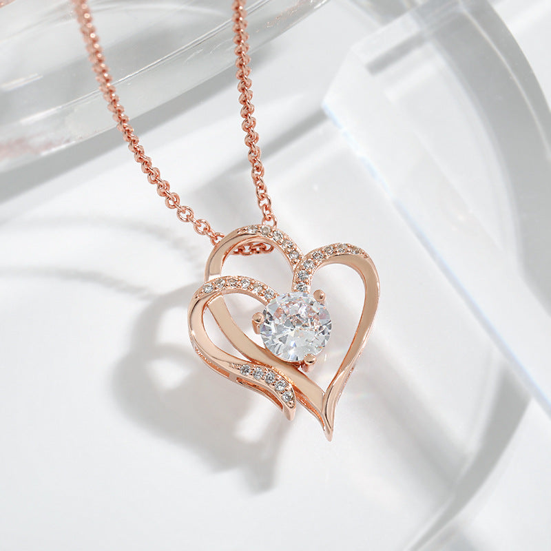 Sparkling Heart Diamond Pendant Necklace - Fesara