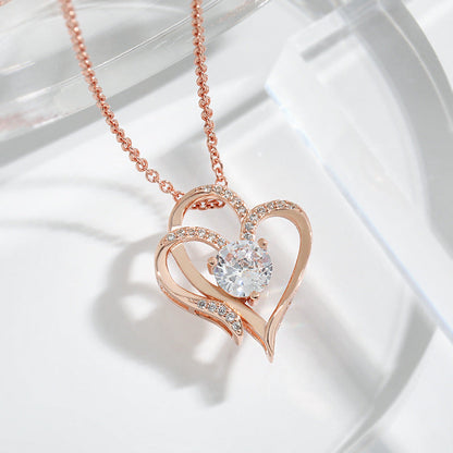 Sparkling Heart Diamond Pendant Necklace - Fesara