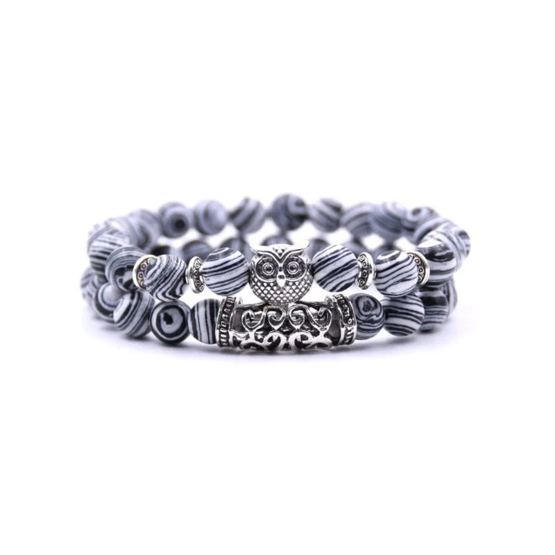 Boho Owl Beaded Stone Wristband