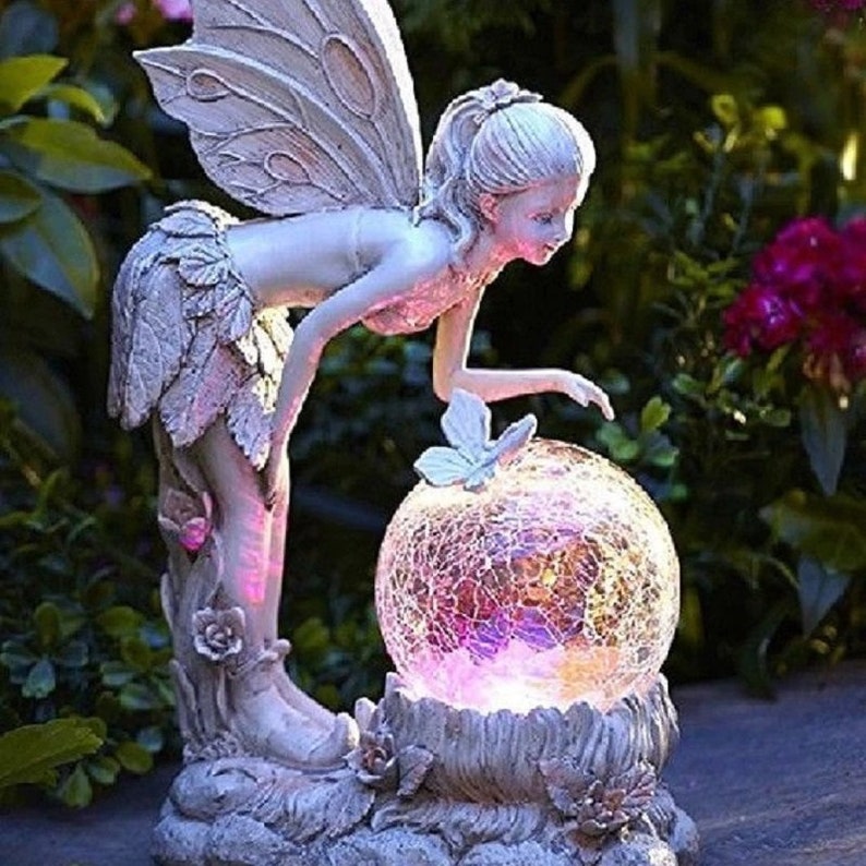 Solar Powered Fairy Garden Ornament Statue - Fesara