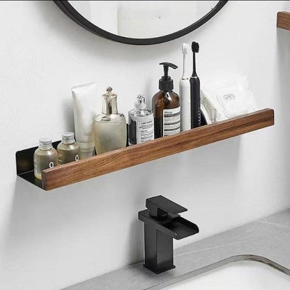 Easy Install Wooden Wall Shelf Bathroom Storage