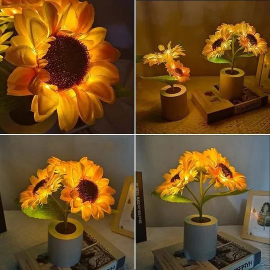 Bright Floral Table Lamp with LED Lights